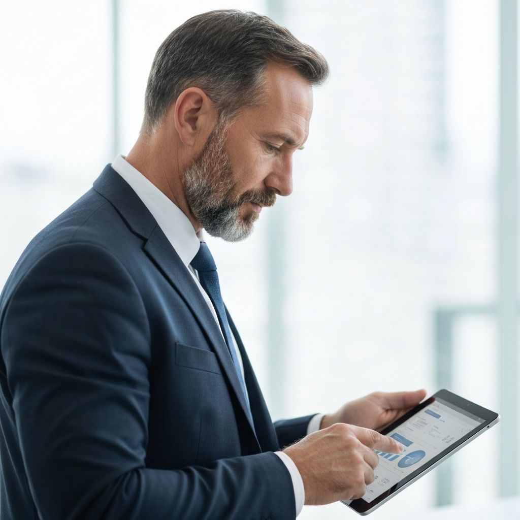 Business professional using tablet